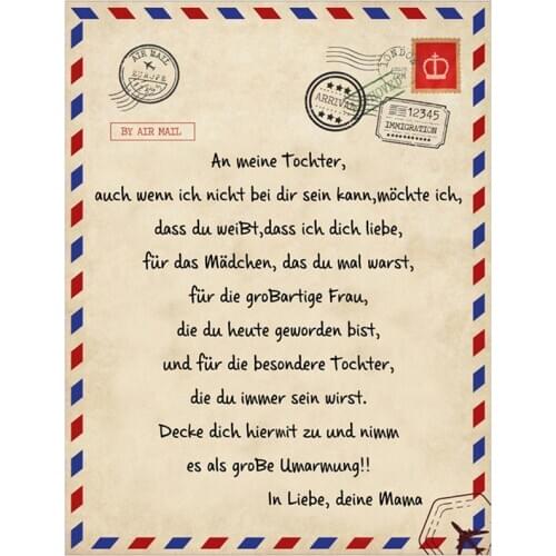 Spanish/French/Russian Letter Blanket To My Daughter/Son Encourage Letter Print Home Travel Cover Blanket Portable Soft Blanket