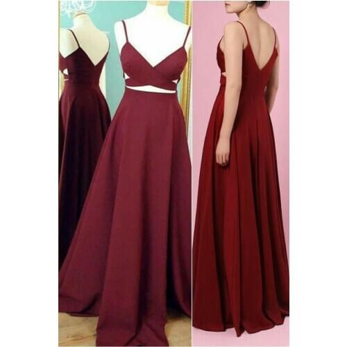 Sexy Long Burgundy V-Neck Chiffon Prom Dresses with Pockets A-Line Two Pieces Custom Formal Party Dress Robe Soiree Femme