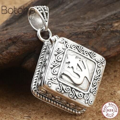Handcrafted OM Ghau 925 Silver colour Tibetan OM Gau Box Pendant vintage sterling silver colour Buddhist Prayer Box Pendant gift