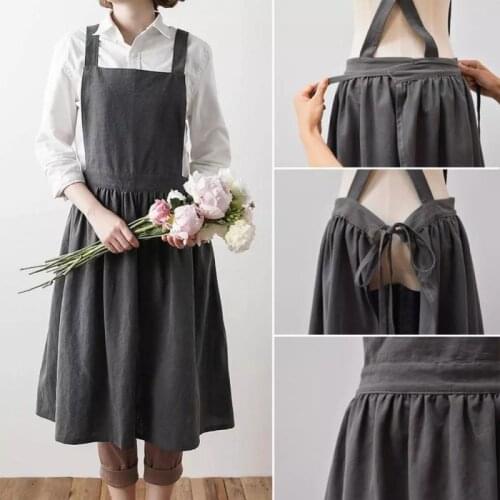 Nordic Simple Apron Cotton Linen Pleated Florist Apron With Pockets Garden Kitchen Aprons For Cooking Baking Restaurant Aprons