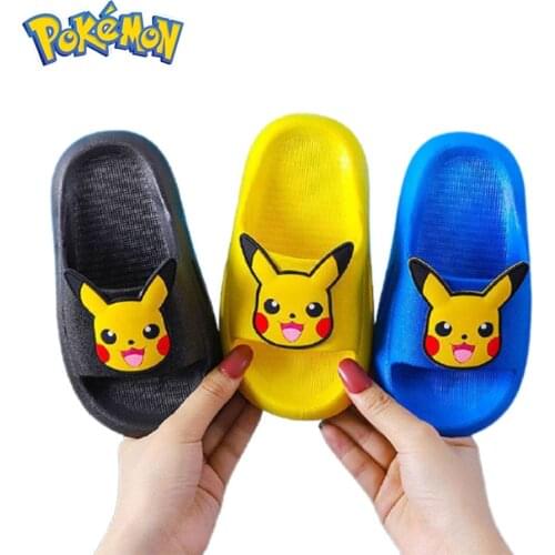 Pokemon Pikachu Anime New Slippers for Boy Girl Home Shoes Summer Flip Flops Soft Bottom House Indoor Slippers Beach Kids Shoes