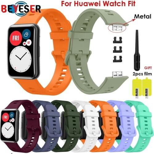 Silicone Strap for Huawei Watch Fit Smart Wristband Bracelet Accessories High Quality Replacement Sport Band Protector Case Film