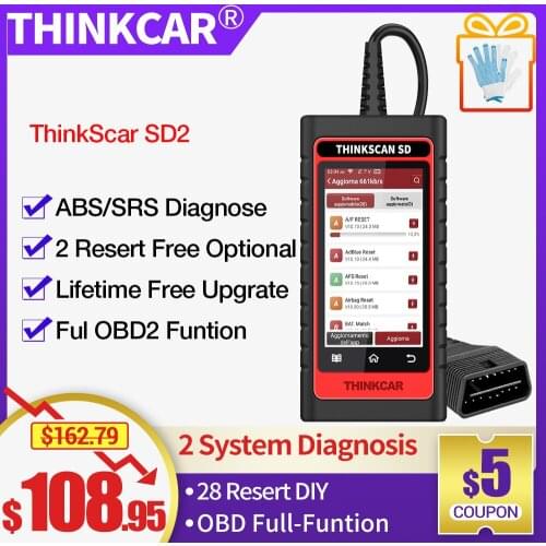 ThinkScan SD2 OBD2 Scanner ABS SRS Auto Diagnostic Tool RESETS Full System Code Reader 2 Reset Function Lifetime Free Update