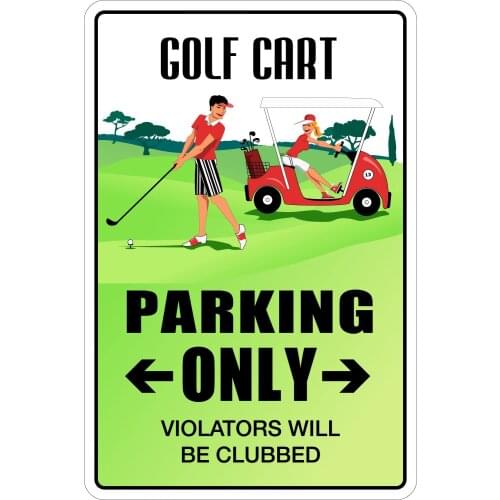 StickerPirate Golf Cart Parking Only 8" x 12" Metal Novelty Sign Aluminum NS 068