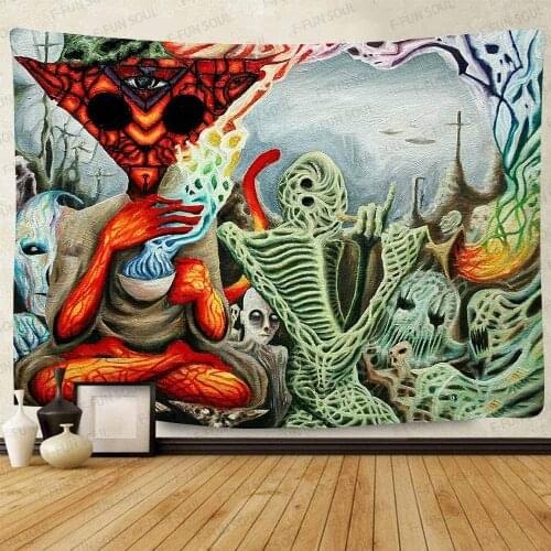 Terror Ghost Abstract Psychedelic Art Tapestries for Living Room Bedroom Décor