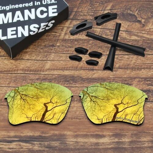 ToughAsNails Resist Seawater Corrosion Gold Polarized Replacement Lenses and Black Rubber Kit for Oakley Flak Jacket XLJ