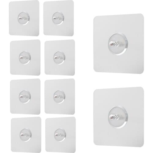 10Pcs 6x6cm Transparent Strong Self Adhesive Door Wall Hangers Hooks Suction Heavy Load Rack Cup Sucker for Kitchen Bathroom