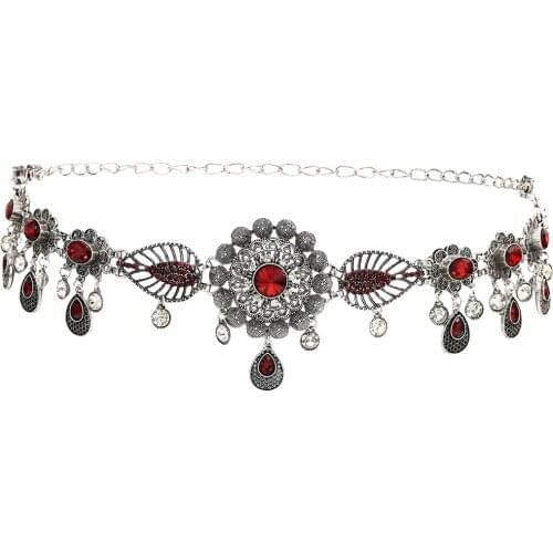 Vintage Flower Rhinestone Crystal India Belt Belly Chains Jewelry Waist Chains Bohemian Ethnic Tribal Holiday Jewelry