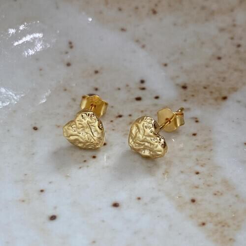 Amaiyllis 925 Sterling Silver Love Heart Earrings Retro Personality Temperament Gold Earrings For Women18k Jewellry