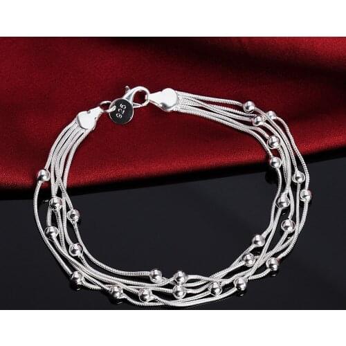 Charms fashion 925 sterling silver five line beads Bracelets for woman fine Luxury jewelry Wedding party Christmas gifts