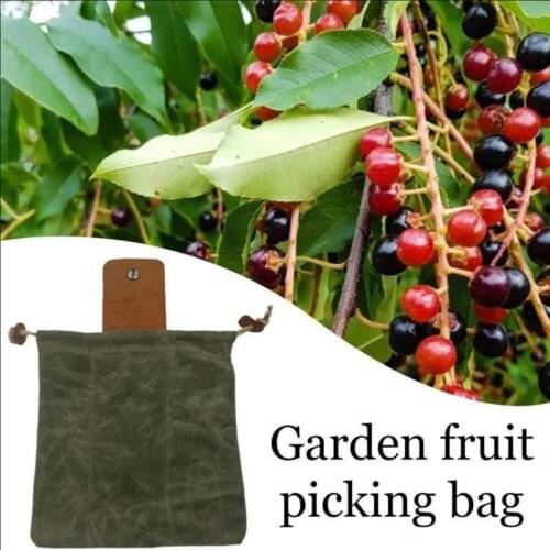 1PC Outdoor Foraging Pouch Hiking Garden Fruit Picking Bag Waxed Leather and Canvas Jungle Outdoor Camping Storage Bags