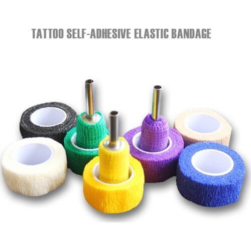 10pcs Disposable Tattoo Self Adhesive Bandage Handle Grip Cover Tube Tattoo Accessories Self-adhesive Elastic Bandage 2.5cm
