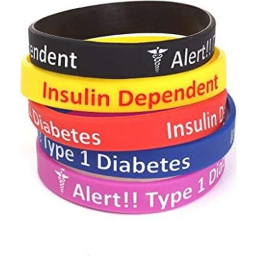 50pcs Type 1 diabetes diabetic insulin dependent medical alert allergy awareness silicone wristband bracelet