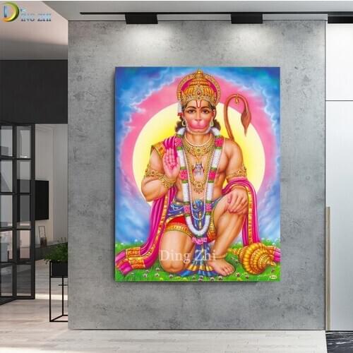 DIY Diamond Painting Indian Idols Cross Stitch Hanuman Mosaic Craft Needlework Religion 5D Embroidery Rhinestone Decor Salon