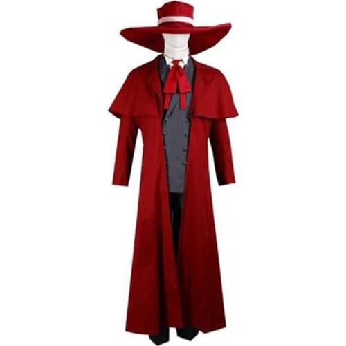 Athemis New Vampire Hunter Cosplay Hellsing Alucard Costumes Cool Man Suit Content Long Coat Best Outfits full set with gloves 1