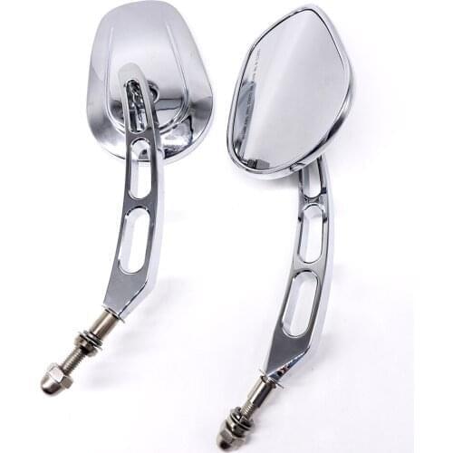 8mm Black/Chrome Motorcycle Mirror Short Stem Rearview Mirror For Dyna Bobber Chopper Old School 1982-2018 Up