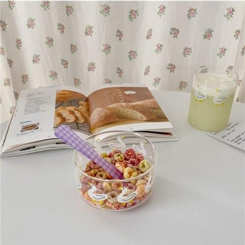 Cutelife Ins Nordic Cute Duck Transparent Glass Plate Dishware Dessert Sushi Snack Cake Plate Breakfast Restaurant Wedding Plate