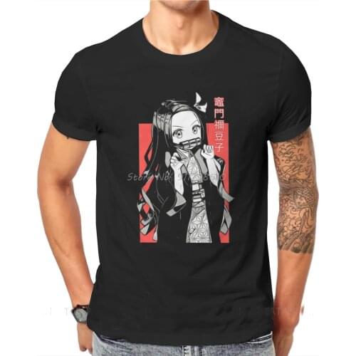 Demon Slayer Kimetsu No Yaiba Anime Nezuko Kamado Manga Tshirt Black For Men Loose T Shirt Casual Mens Tops Streetwear