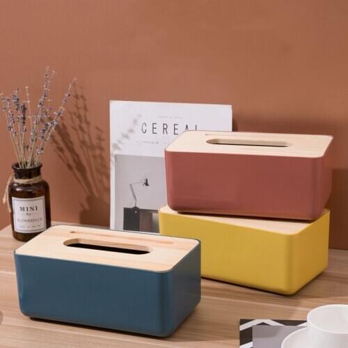 Wooden Tissue Box Home Kitchen Plastic Tissue Container Napkin Holder Case Simple Stylish Car Box Tissue Holders Home Decoration