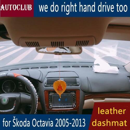 For skoda Octavia 2005-2013 Leather Dashmat Dashboard Cover car Pad Dash Mat SunShade Carpet Cover 2006 2007 2008 2009 2010