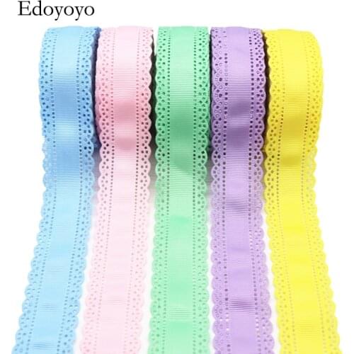 30MM Hollow Flowers Solid Grosgrain Ribbons For Cloth Tape Lace DIY Hair Bows Birthday Party Decoration 10 Yards M15070458
