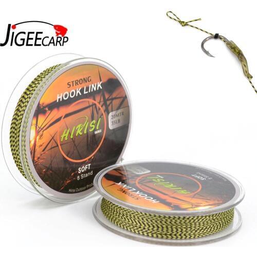 JIGEECARP 20M Carp Fishing Line Hook Link Braided Line Camouflage Soft Fishing Hook Link Pop Up Rig Leader Line Fishing Tackle