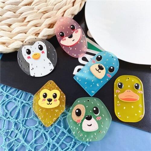 Summer style 30pcs/lot Relief effect animals pattern geometry shape acrylic beads charms diy jewelry earring/garment accessory