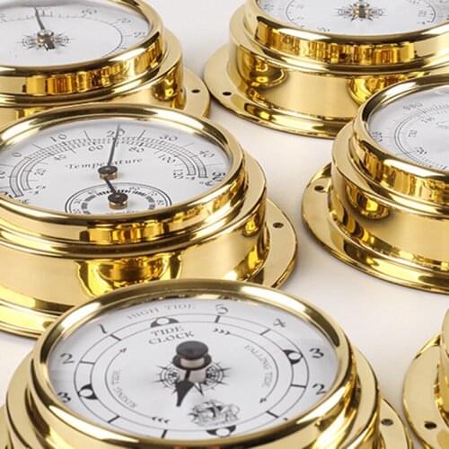 M5TF 4pcs/set Thermometer Hygrometer Barometer Watch Clock Copper Shell Zirconium Marine for Weather Station