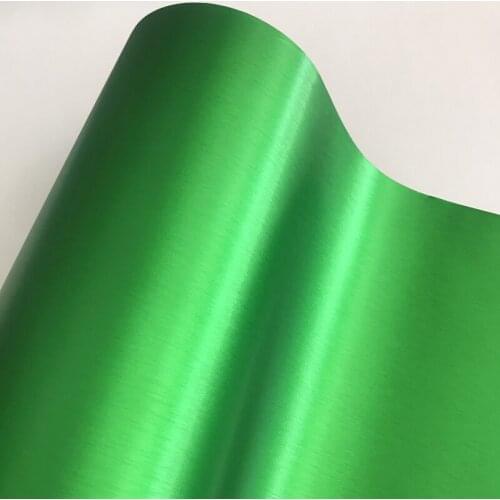 Metallic Apple Green Brushed Metal Vinyl Wrap Roll with Air Release Technology Adhesive Car Wrapping Sticker