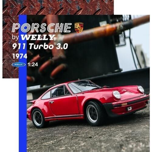 WELLY 1:24 Porsche 911 Turbo 3.0 fuchsia alloy car model die-cast toy car collection gift