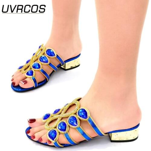 Latest Women Wedges Slippers African Women Shoes Decorated with Rhinestone Wedding Luxury Women Shoes Italian Women Shoes