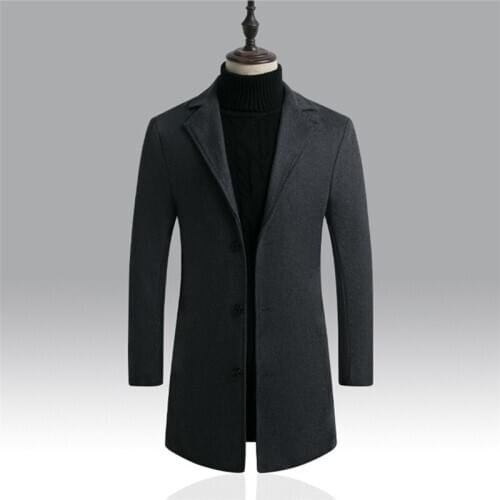 2020 Winter Autumn New Men Wool Blends Suits High-quality Long Windbreaker Jackets Simple Slim Wool Coat Thick Warm Trench Coat