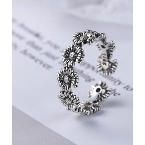 New Gothic Men Sunflower Rings For Women Jewelry Birthday Gift Romantic Wedding Engagement Drop Shipping 2021