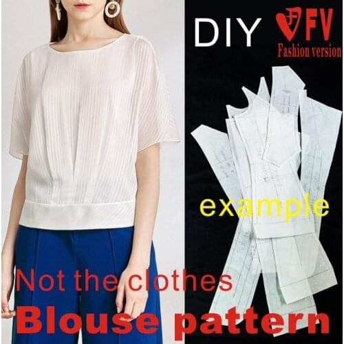 Summer new style womens chiffon short-sleeved shirt pattern clothing cutting drawing 1:1 pattern BCY-126
