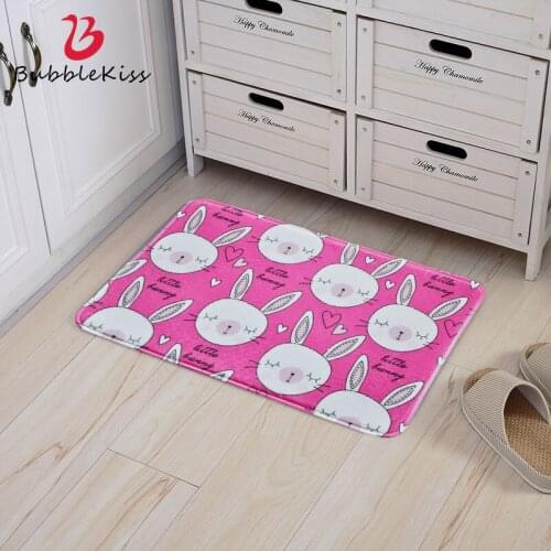 Bubble Kiss New Cartoon Rabbit Carpet Modern Style Carpets For Living Room Pink Rug Girls Room Doormat Non-Slip Bedside Area Rug