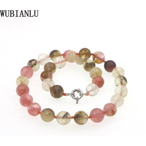New Fashion 6-12mm Faceted Watermelon Tourmaline Necklace Woman In Chain Natural Stone Crystal Jewelry Girl Gift T255