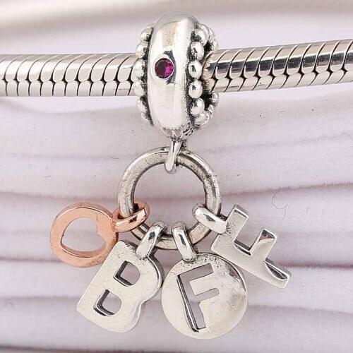 Original Rose Bff With Red Stone & Beaded Details Pendant Bead Fit 925 Sterling Silver Charm Europe Bracelet Bangle Diy Jewelry