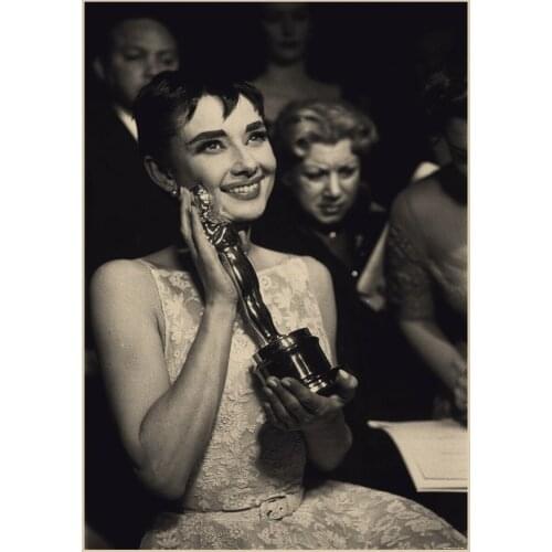 Audrey Hepburn Poster Art Kraft Paper Movie Poster Clear Vintage Picture Bar Cafe Home Living Room Decoration Wall Stickers A2
