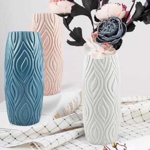 1Pcs PE Vase Flower Imitation Ceramic Plastic Flower Vase Flower Basket Nordic Style Decorations Home Decor