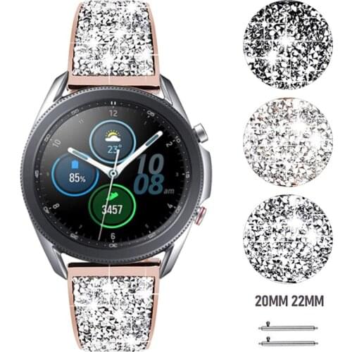 20mm 22mm Womens Diamond Wrist Strap for Samsung Galaxy 42/46mm Active 2 Watch Band for Galaxy Watch3 41/45mm Gear Watchband