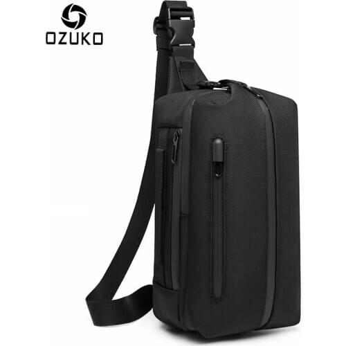 OZUKO Outdoor Sports Men Chest Bag Waterproof Sling Messenger Bags USB Charge Chest Pack for Teenagers Male Travel Crossbody Bag