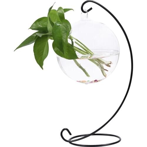 1 piece creative glass hydroponic vase 6 kinds of wrought iron base DIY micro landscape vase fish tank home office decoration