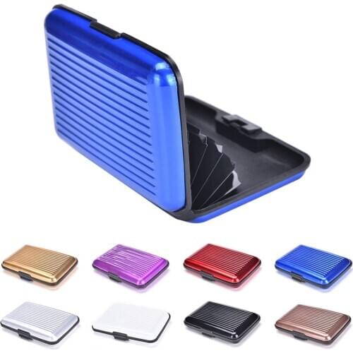 Waterproof Business ID Credit Card Wallet Holder Aluminum Metal Pocket CaseBLBU