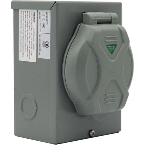 RV Power Outlet Box, 30A 125/250V Enclosed Lockable Weatherproof Outdoor Electrical Box for Camper Travel Trailer