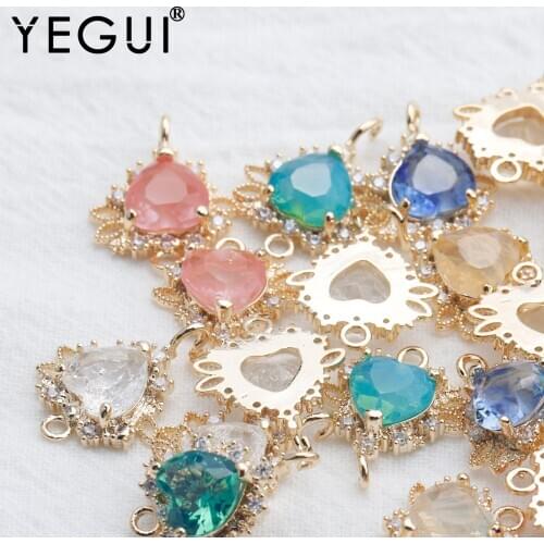 YEGUI M819,jewelry accessories,18k gold plated,0.3 microns,zircon pendants,ice flower,jewelry making,diy earrings,10pcs/lot