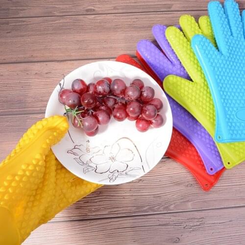 1Pcs Heat Resistant Silicone Glove Cooking Baking BBQ Oven Pot Holder Mitt Kitchen Red Hot Selling
