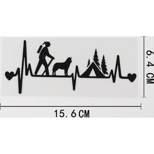 15.6CMX6.4CM Girl Hiker Camping with Husky Dog Decal Vinyl Car Sticker Black/Silver 8A-1026