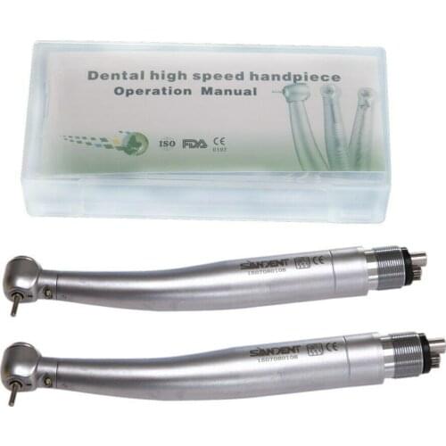 2PCS Dental Fiber Optic LED Torque Turbine Self power High Speed Handpiece 4 holes Fit Kavo