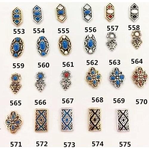 20pcs/pack Korea Japan Alloy Nail Art Parts Retro Painting Oil Sun Flower Rectangle Oval Metal DIY Accessories Charms Tools