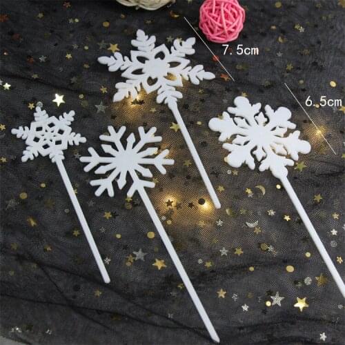 4pcs/set Cute SnowFlake Cartoon Cupcake Topper Cake Flags For Wedding Birthday Party Baby Shower Decoration Supplies